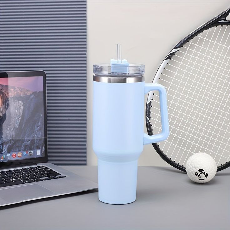 40oz Insulated Tumbler with Handle & Straw
