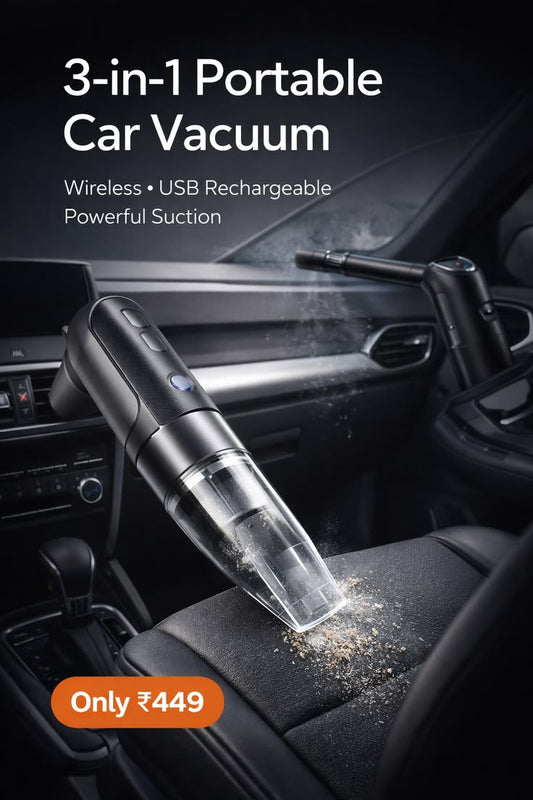 3-in-1 Cordless Mini Vacuum – High Power Car & Home Cleaner with Blower and Recharge