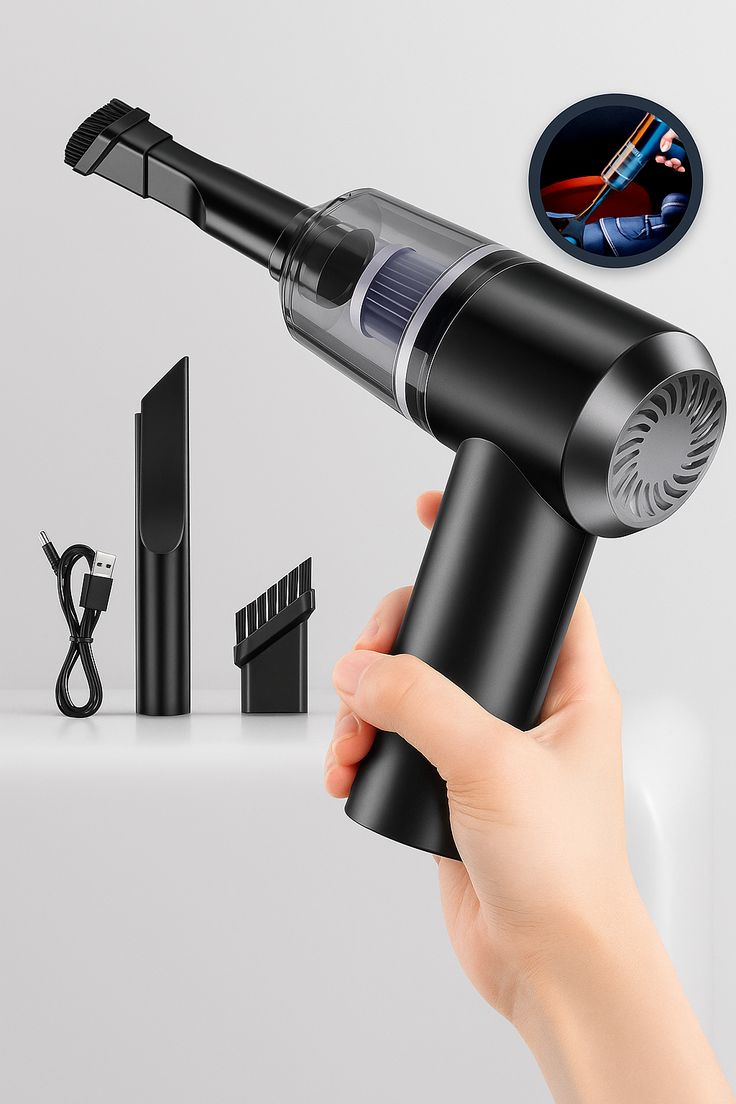 3-in-1 Cordless Mini Vacuum – High Power Car & Home Cleaner with Blower and Recharge