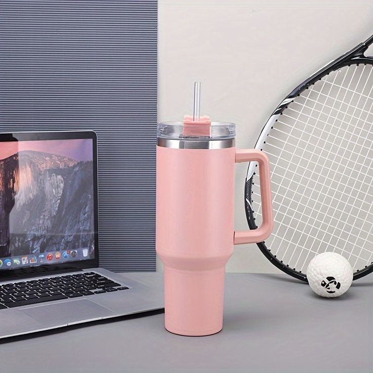 40oz Insulated Tumbler with Handle & Straw