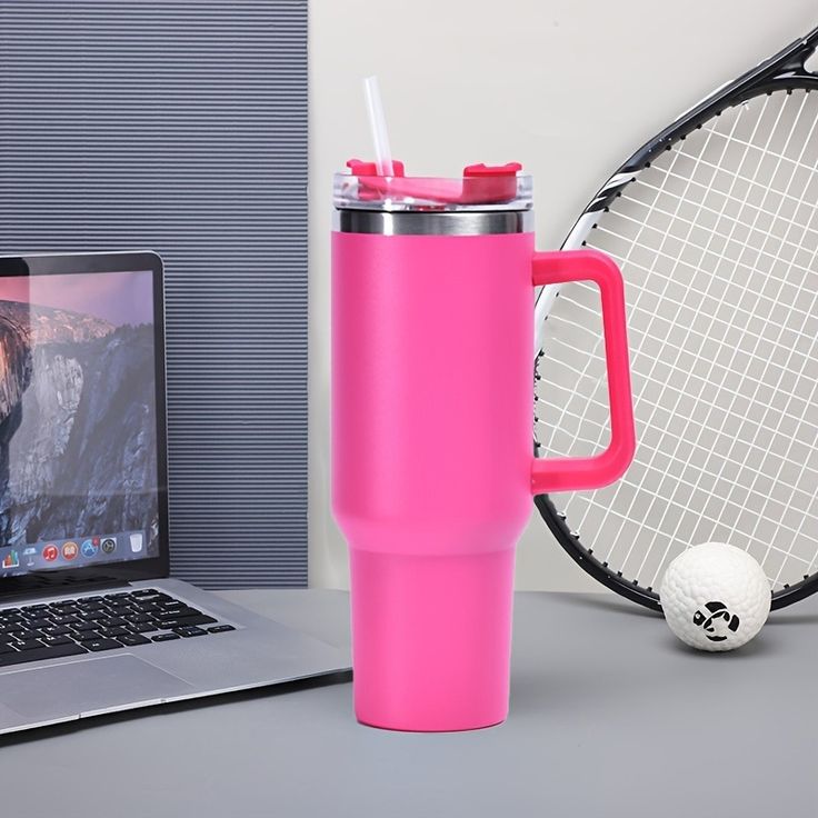 40oz Insulated Tumbler with Handle & Straw